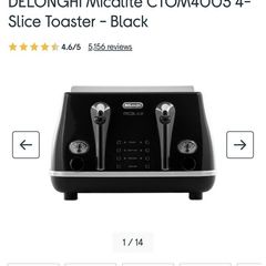 DeLonghi Micalite 4-Slice Toaster - Black