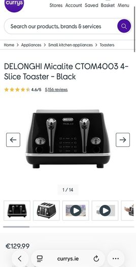 DeLonghi Micalite 4-Slice Toaster - Black