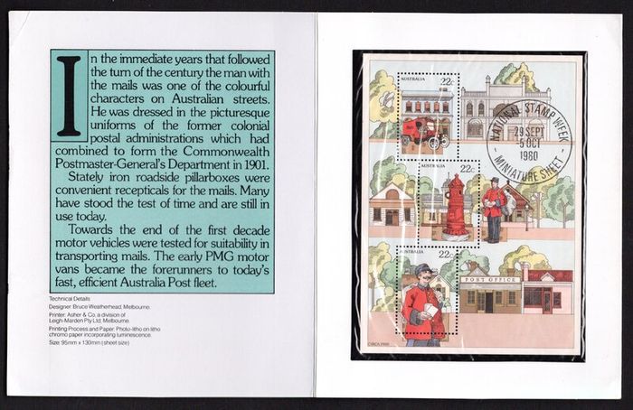 1984 Australia National Stamp Week Commemorative Stamps Sheetlet Presentation Pack