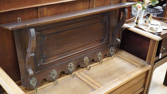 Antique French Oak Wall Coat Rack