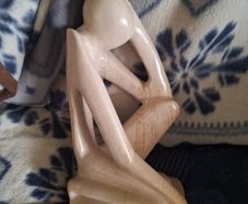 Based on the famous sculpture by Auguste Rodin, vintage soapstone figure, "The Thinker"