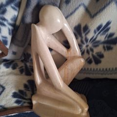 Based on the famous sculpture by Auguste Rodin, vintage soapstone figure, "The Thinker"