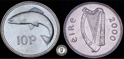 [#2546] - Ireland 2000 | Irish 10p | 10 Pence | Salmon | KM.29 | MS