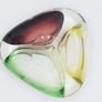 Romanian Vintage Retro Green, Red & Yellow Glass Ashtray Bowl (not murano) Image 3