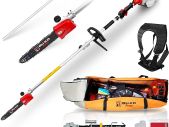 BU-KO 52cc Long Reach Petrol Pruner Saw Attachment and 75cm Extension Pole with Toolbag for Convenient Storage, Ultimate Garden Tool for Tree Trimming, Branch Pruning, and Precision Cutting