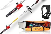 BU-KO 52cc Long Reach Petrol Hedge Trimmer and Pruner Saw with 75cm Extension Pole and Toolbag for Convenient Storage, Ultimate Garden Tool for Precision Cutting, Trim Hedges and Prune with Ease