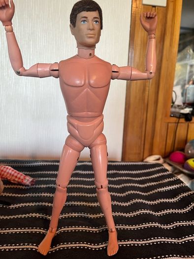 Vintage Action Man cowboy uniform and flocked hair figure