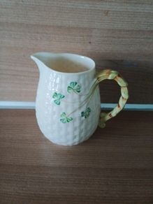 Vintage Belleek  Shamrock Jug 11m High