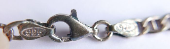 Vintage 925 Sterling Silver Figaro Link Chain Bracelet (in original box) length 7,5" - 5,2g