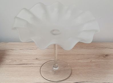Frosted Glass & Clear Pedestal Bowl Fruit Centerpiece Display/Cake stand