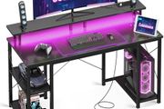 Gaming Desk with LED Lights, 120x50 cm