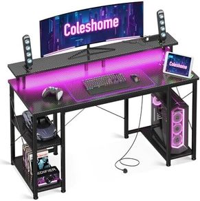 Gaming Desk with LED Lights, 120x50 cm