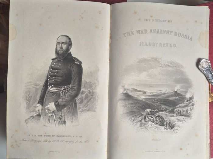 J.S. Virtue. History of the war against Russia. Illustrated. NOLAN, Edward H.Nineteenth century, Victorian, publishing, history, military, colonial, advertisement, prospectus, leaflet, broadside, insert, binding, crimson, cloth cases, gilt, subscribers.