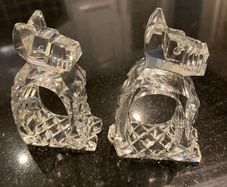 Pair of  crystal vintage crystal glass dogs. Rare find