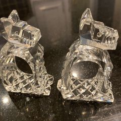 Pair of  crystal vintage crystal glass dogs. Rare find