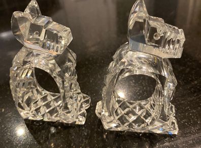 Pair of  crystal vintage crystal glass dogs. Rare find