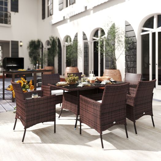 7 Pcs Rattan Dining Set