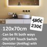 LED Bathroom Mirror Makeup Cosmetic Fog Free 70x120cm Horizontal Verical Fit Image 2