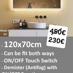 LED Bathroom Mirror Fog free Dual LED 120x70cm