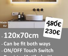 LED Bathroom Mirror 120x70cm or 70x120cm Antifog