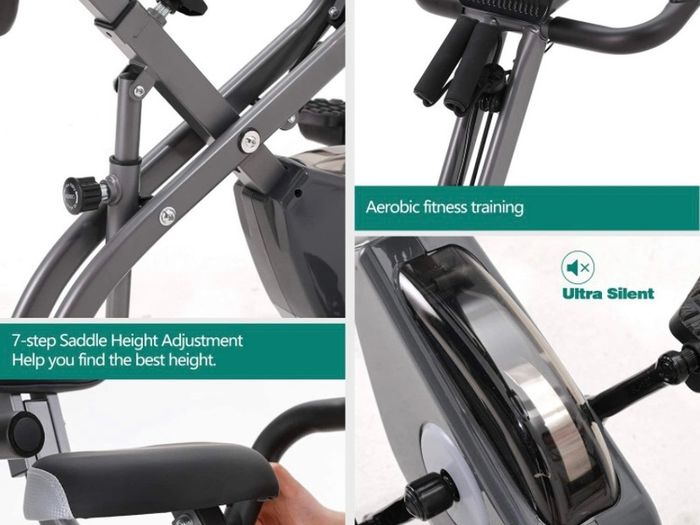 Exercise Bike with 10-Level Adjustable Magnetic Resistance | Upright and Recumbent Foldable Stationary Bike is The Perfect Workout Bike for Home Use for Men, Women (FREE POSTAGE)