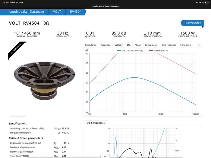 Volt 18" bass speakers  pair