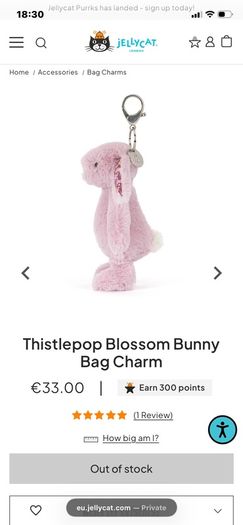 New JELLYCAT Thistlepop Blossom Bunny Bag Charm