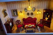 Handmade diorama/ roombox of Miniature Victorian style livingroom
