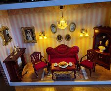 Handmade diorama/ roombox of Miniature Victorian style livingroom