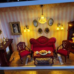 Handmade diorama/ roombox of Miniature Victorian style livingroom