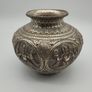 Antique Asian / Oriental White Metal Jar / Vase 19th Century Hand Decorated Image 3