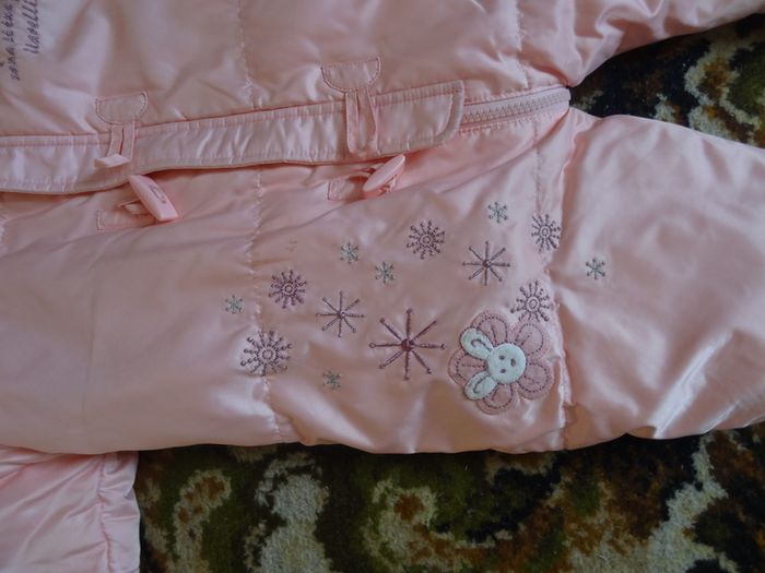 Baby girl warm winter overalls with mittens 100% down filling
