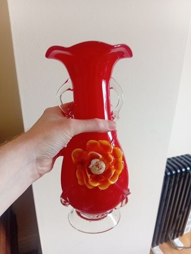 Vintage chinese plum blossom glass, set of 4, job lot, murano -style art galss