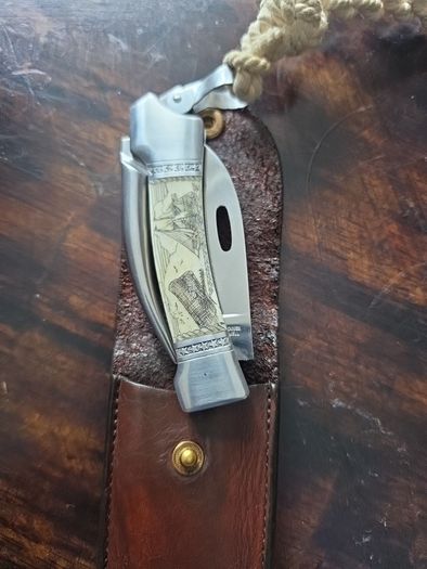 Myerchin Scrimshaw Rigging / Sailing Knife - Bone Handle - Unused + Leather Sheath