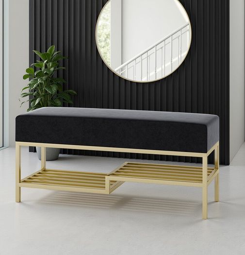 Ashton Modern Upholstered Bench with Shoe Rack