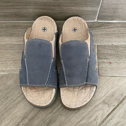 Vintage Dr Martens 8B10 Blue Nubuck Leather Slides Sandals Chunky Y2K 90s Size UK7