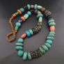 Vintage Turqouise Color Old Resin & Glass Beads Necklace Image 2