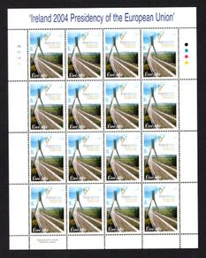 2004 Ireland Irish Presidency of the European Union Commemorative Stamp Sheetlet Plate 1A1A1A1A Mint Never Hinged (MNH)
