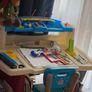 Toddler. playing desk with 2 pockets side storage very well kept Image 3