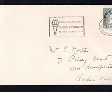 1963 Ireland 22th October Royal Dublin Society Science Exhibition October 22-25,1963 slogan cancel tying 2d green may definitive stamp on plain cover