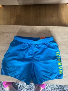 BNWT Decathlon Blue Aqua Resist Nabaiji shorts size S/M teenager Free post