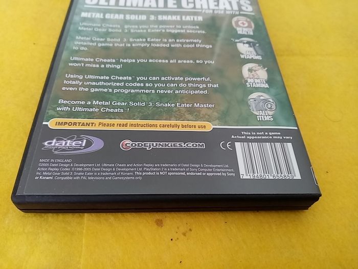 Ultimate Cheats Metal Gear Solid 3 PlayStation 2 Ps2 Games Original