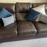 Brown leather 3 seater and 2 armchairs Image 2