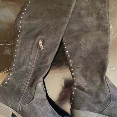 XTI Black Faux Suede Over The Knee Boot.
