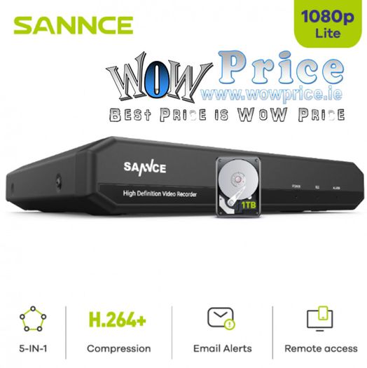27523 Sannce 5-in-1 Tvi Dvr Ahd 1080n Security Cctv Dvr 8ch Mini Hybrid Dvr Support Analog / Ahd Camera