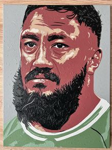 Bundee Aki IRFU Ireland rugby World Cup original portrait painting Connacht