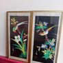 Mid century pair of oriental painted silk paintings Image 2
