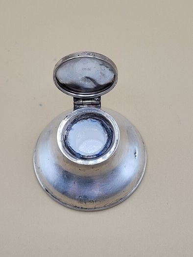 Antique Sterling Silver Inkwell  Birmingham 1939  Capstan Style