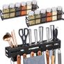 Utensil Holder with 2 Piece Spice Rack Kitchen Storage & Organisation Spice Rack for inside Cupboard Kitchen Utensils Holder with 8 Hooks Spice Rack Wall Mounted Knife Holder Organiser Image 3