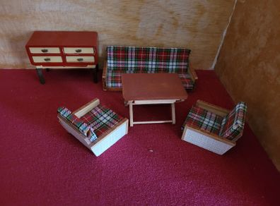 Vintage Living room furniture set for dolls house -60s/70s